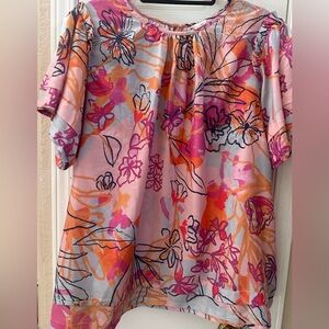 Mari Rai Floral Pink and Orange Women's Top